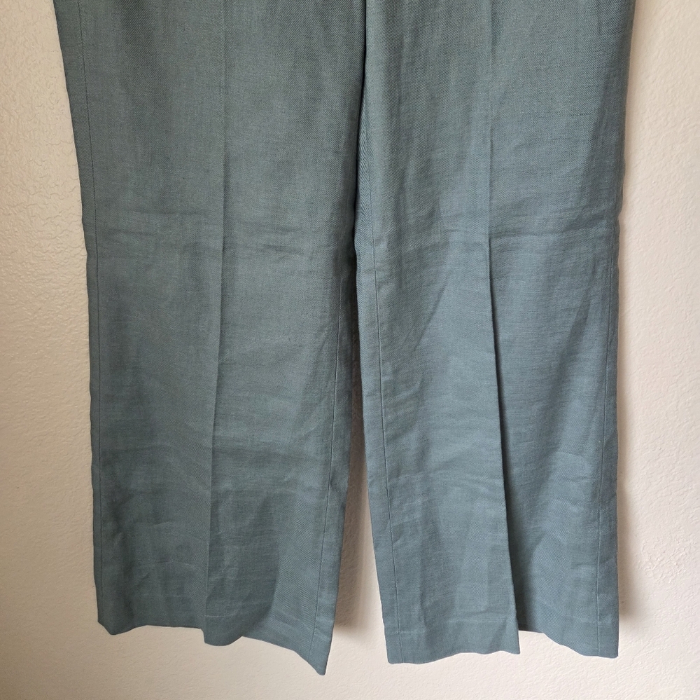 NWT J.Crew Carolina Flare Pant In Stretch Linen Blend Size 8 Green - Picture 4 of 8